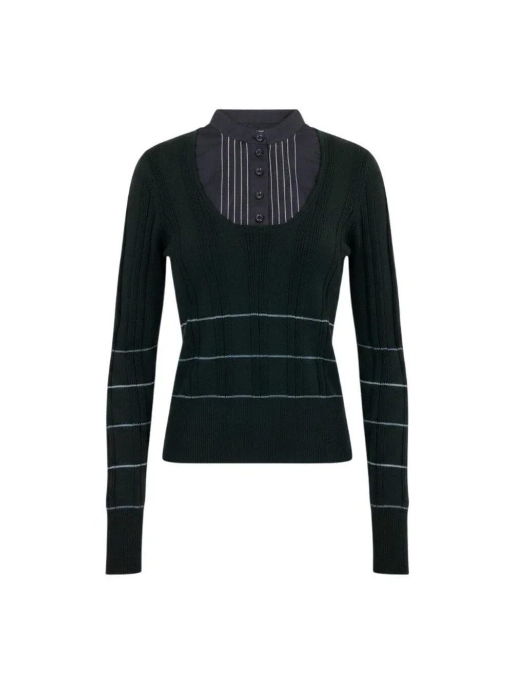 Chanel Shirt Docking Knit Top 38 Black Sweater